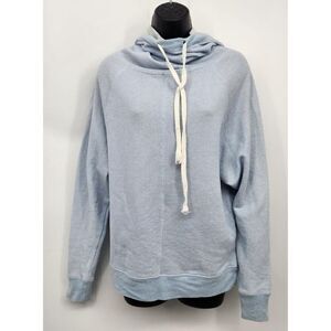 Derek Heart Pullover Funnel Neck Hoodie Juniors Size Medium Blue Dolman Sleeves